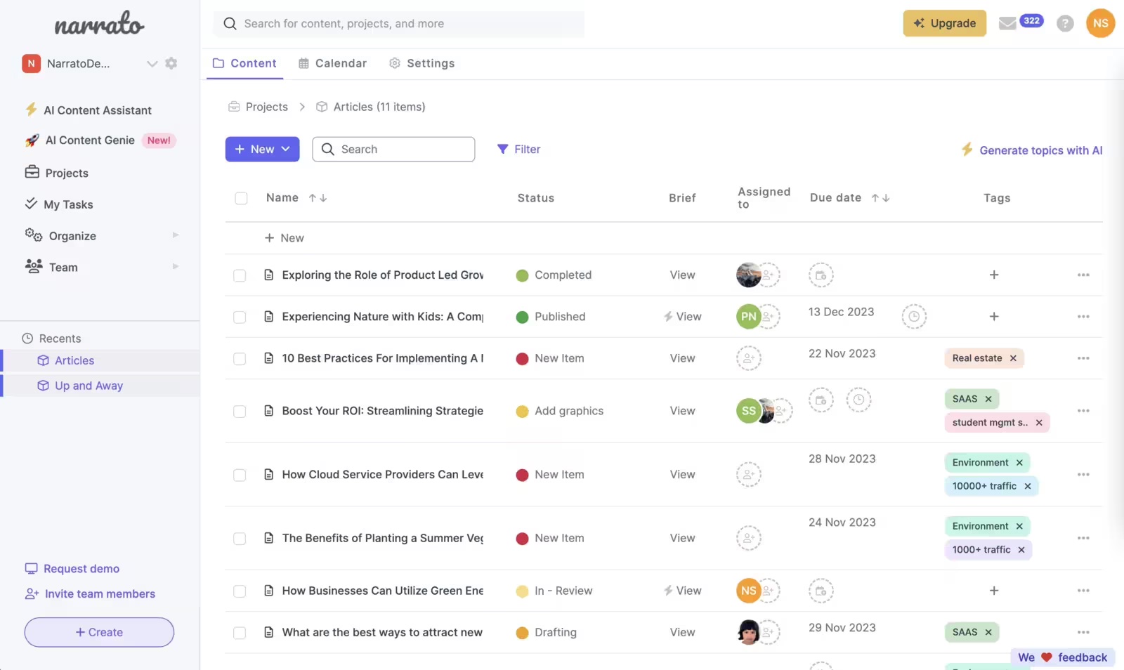 Narrato AI Content Assistant